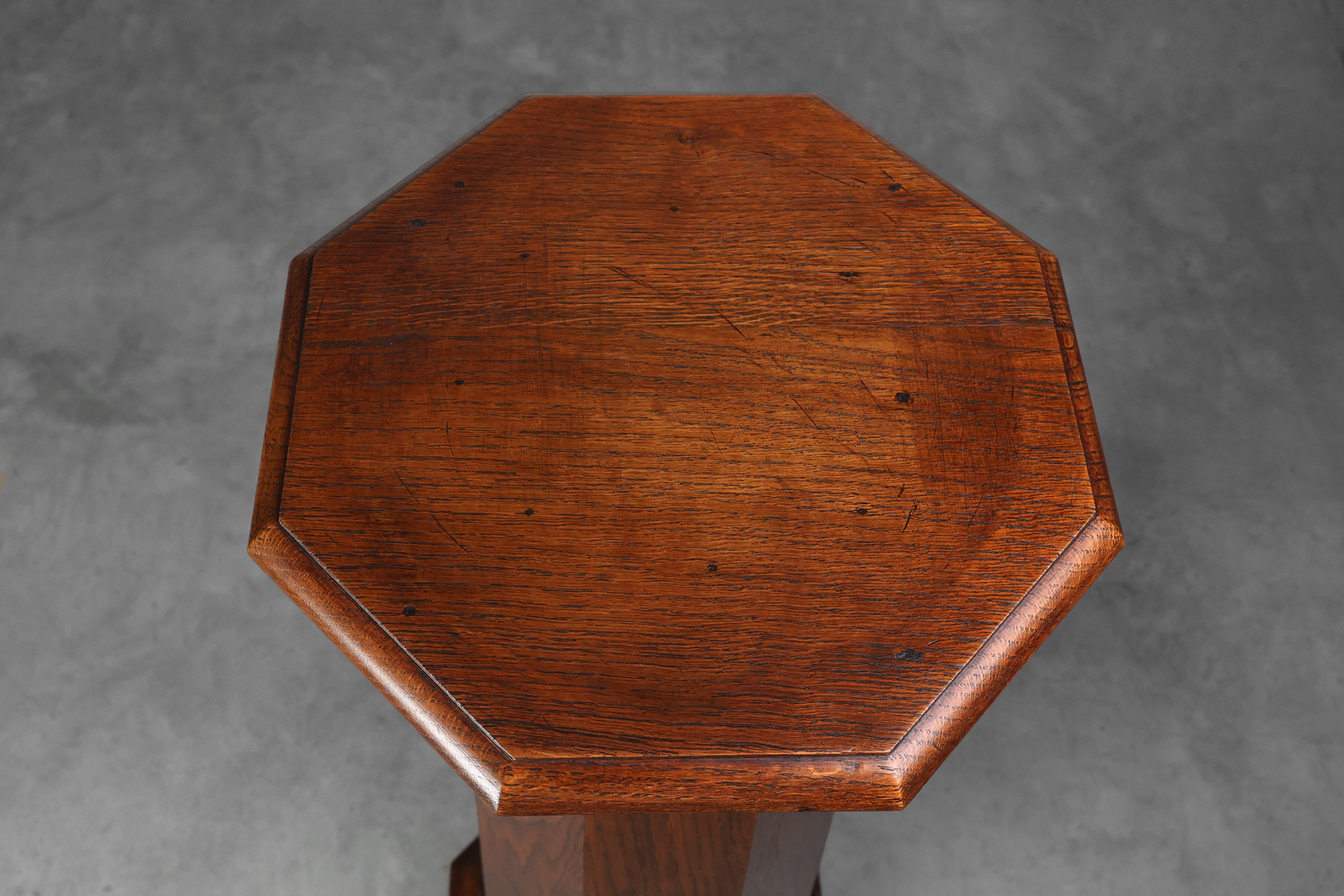 French Art Deco octagonal Oak Pedestal, circa 1920thumbnail